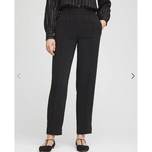 Chico's Black Cropped Straight-Leg Pull-On Pants